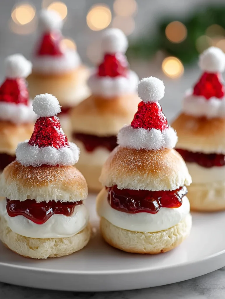 Santa Hat Yogurt Cake Sliders Recipe No-Bake Santa Hat Treats Festive Yogurt Cake Sliders Ideas Easy Santa Hat Desserts DI...