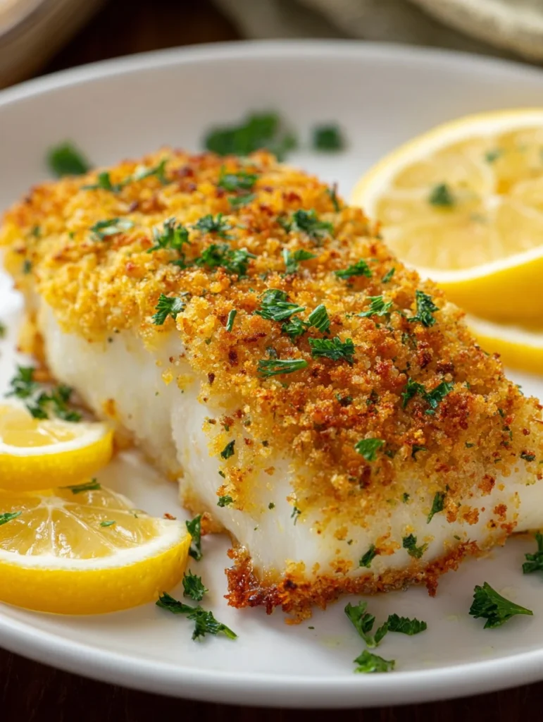 Garlic Parmesan Crusted Halibut