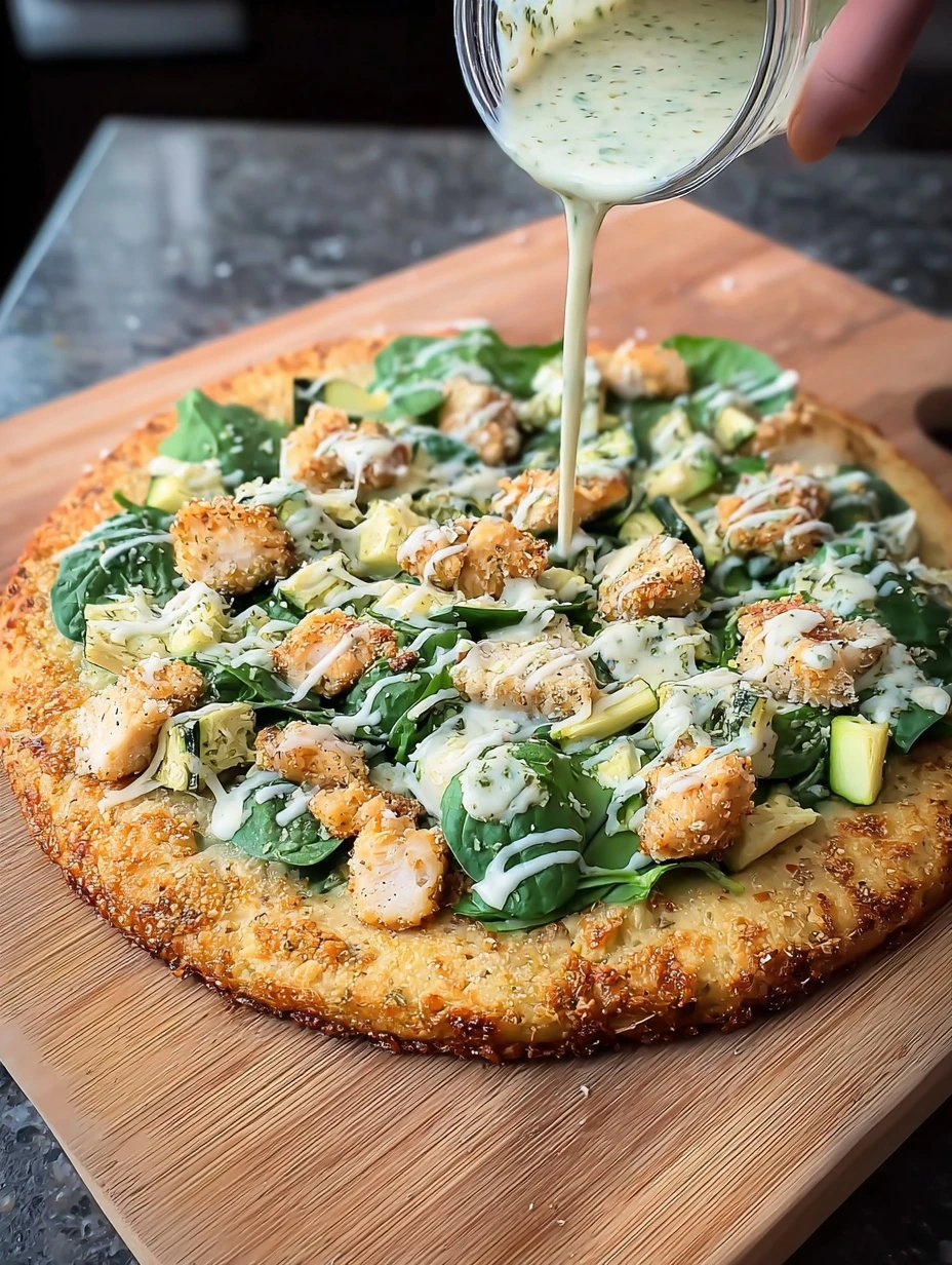 Viral Chicken Crust Caesar Salad Pizza: So Good!