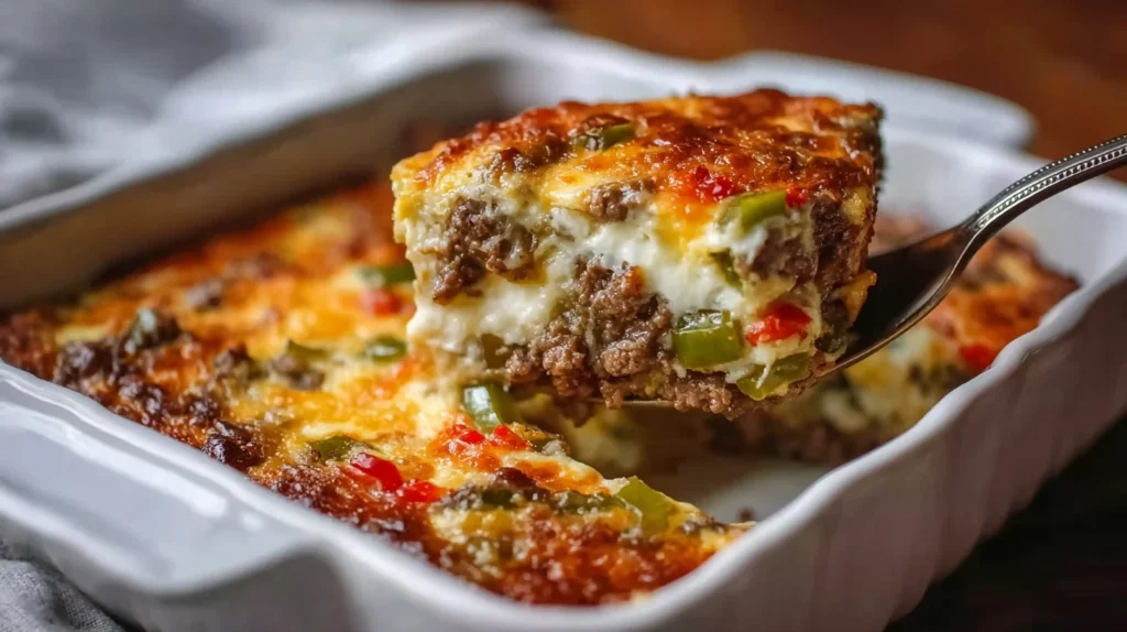 Low Carb Philly Cheesesteak Casserole