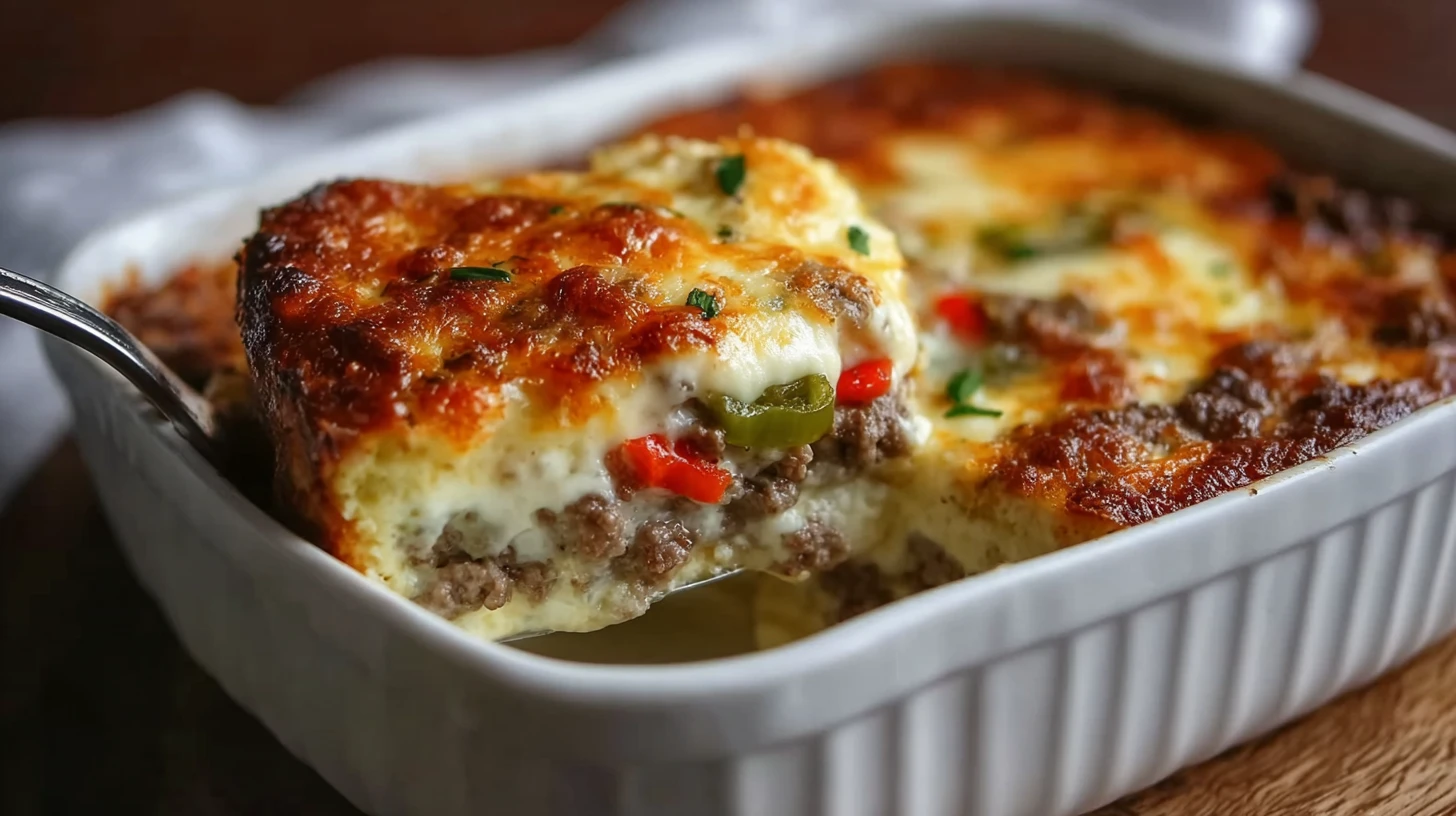 Low Carb Philly Cheesesteak Casserole