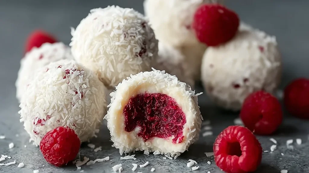 Nobake Raspberry Coconut Balls
