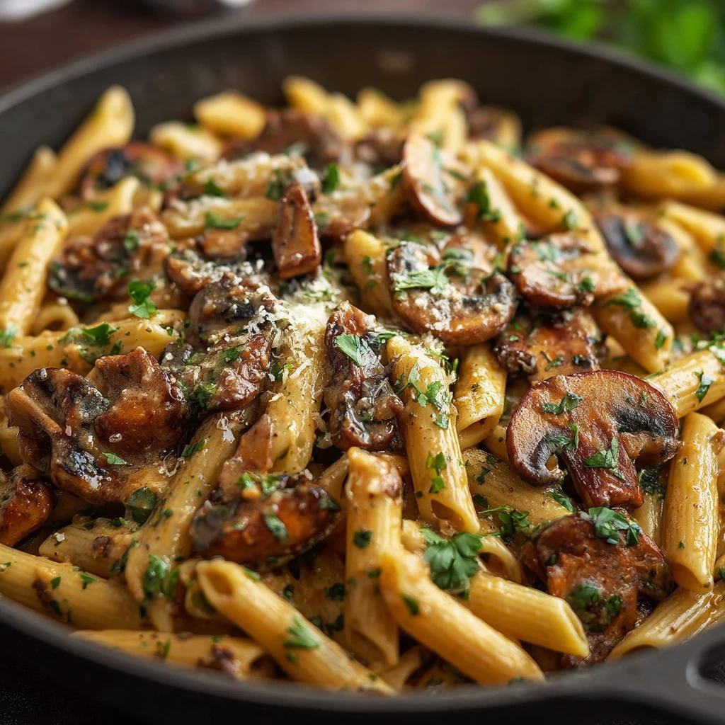 Creamy Tuscan Mushroom Pasta Skillet One Pan Comfort