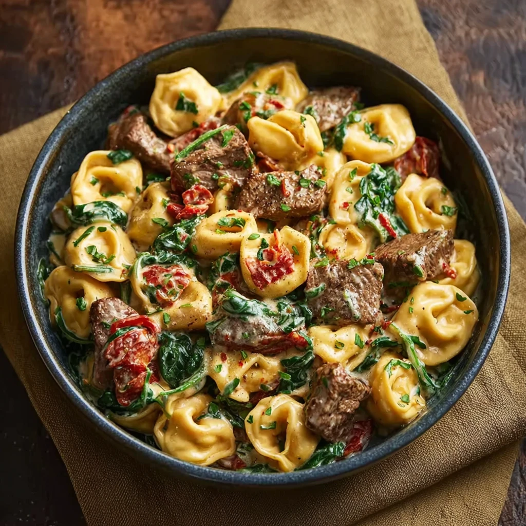 Creamy Tuscan Spinach Steak Bites Tortellini Cozy Italianinspired