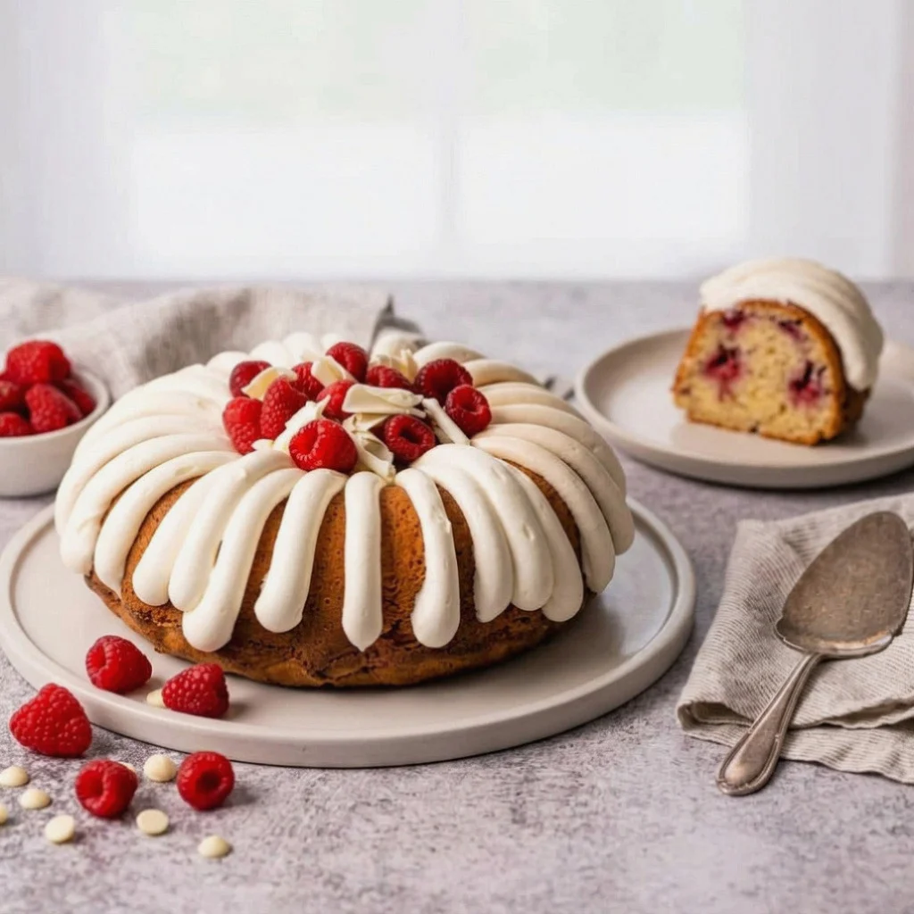 white chocolate raspberry bundt cake
